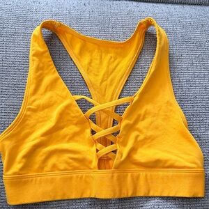 PINK Victoria's Secret Yellow Lace-Up Sports Bra